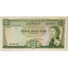 JERSEY 1963 . ONE 1 POUND BANKNOTE . ERROR . NO SIGNATURE . TYPE 1